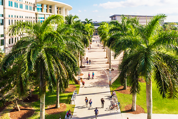 students walking on campus at NSU