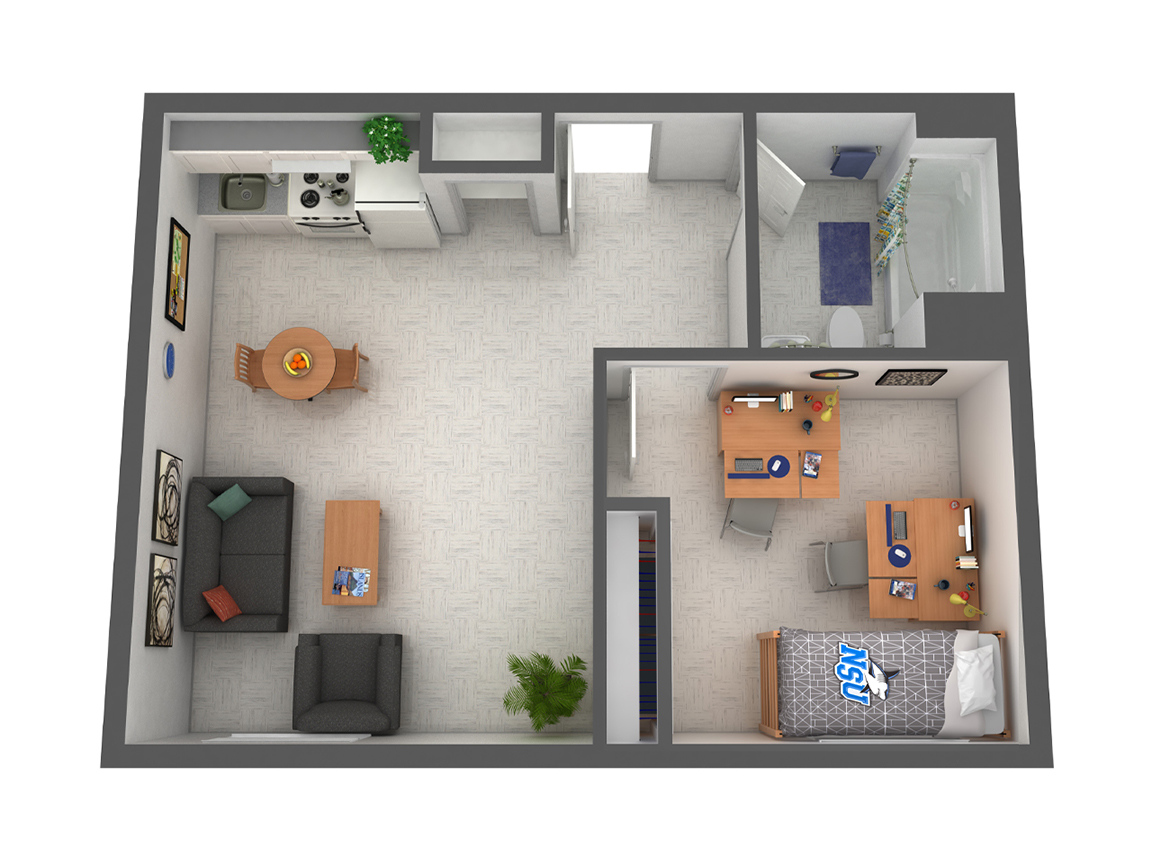 one bedroom double floor plan
